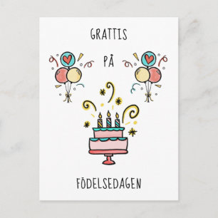 Grattis på födelsedagen   Happy Birthday Postcard