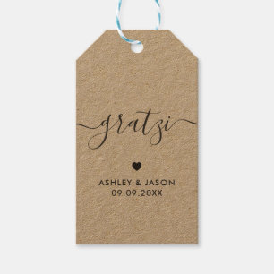 Gratzi Gift Tag, Wedding Thank You Tags, Kraft Gift Tags