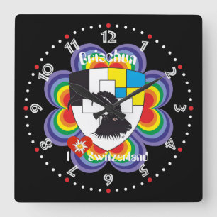 Graubünden Grischun Grigioni Schweiz Svizra Uhr Square Wall Clock