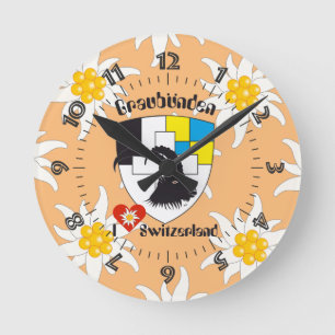 Graubünden Grischun Grigoni Schweiz Svizra Uhr Round Clock