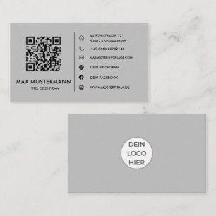 Graue QR Code Visitenkarte Selbst Gestalten Business Card