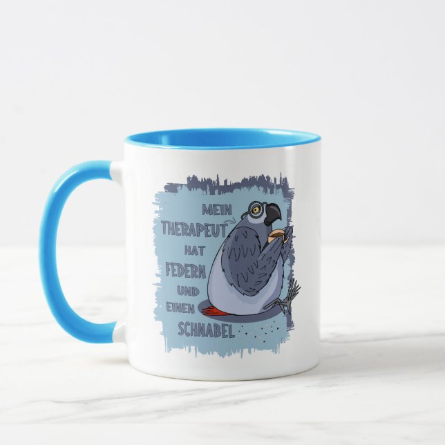 Graupapagei Therapeut - Lustige Geschenk Tasse Mug (Left)