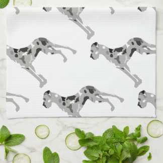 Grautiger Doggensilhouette Tea Towel