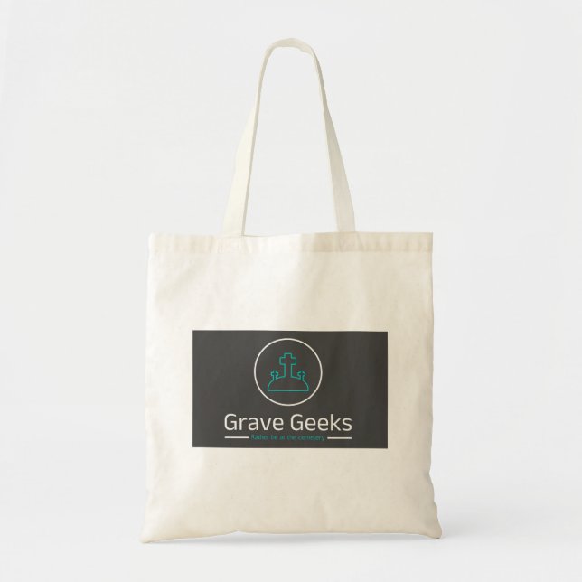 Grave Geeks Tote Grey and Teal Bag (Front)