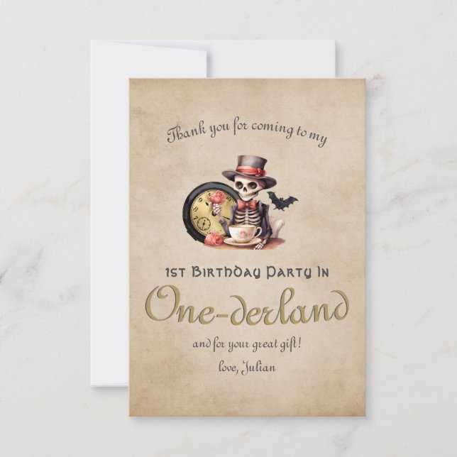 Grave Mistake Gothic Skeleton Halloween Baby Bday Thank You Card (Front)