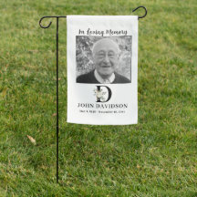 Grave Site Memorial Photo Floral  GoldMonogram 