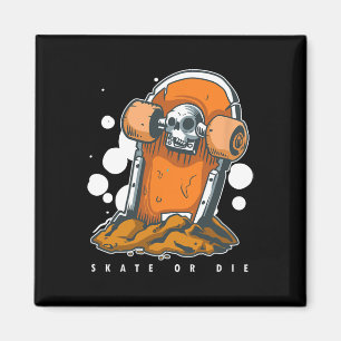 Grave Tomb Skull Dead Skater Skate Die Skateboard Magnet