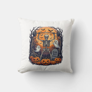 Grave Yard Gains Skeleton Lifting Barbell Hallowee Cushion