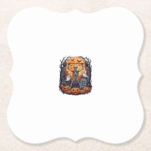 Grave Yard Gains Skeleton Lifting Barbell Hallowee Paper Coaster