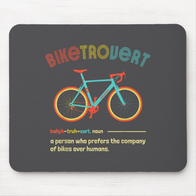 Gravel Bike Biketrovert Funny Cycling Quote Introv Mouse Pad (Front)