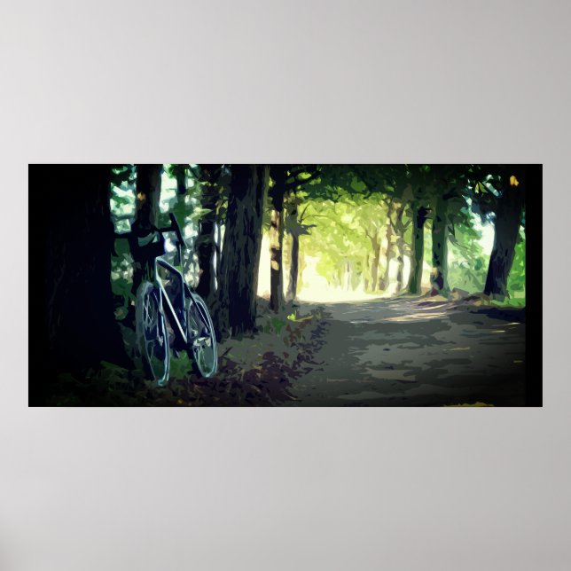 Gravel bike on a deserted road in the shade poster (Front)