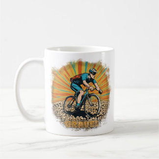 Gravel Bike Rider with Sun Rays Coffee Mug