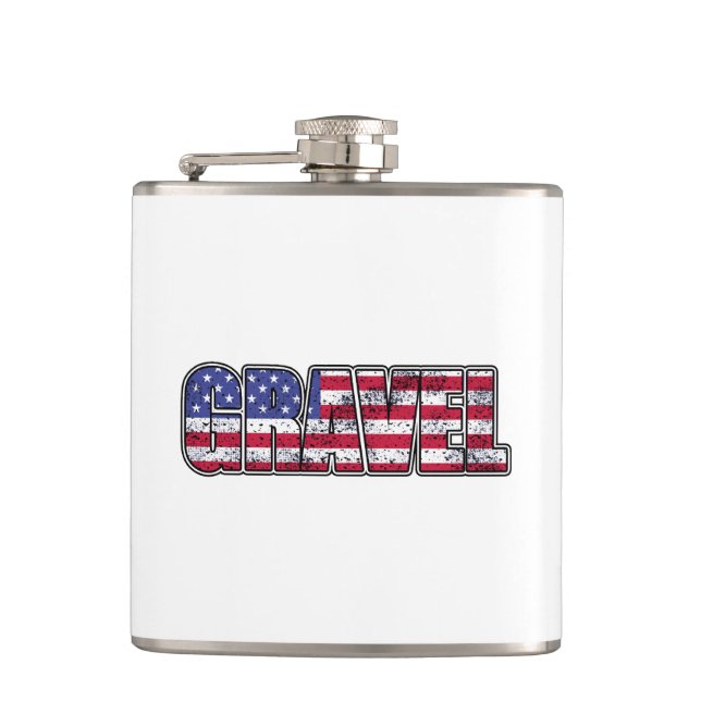 Gravel Cycling American Flag Hip Flask (Front)