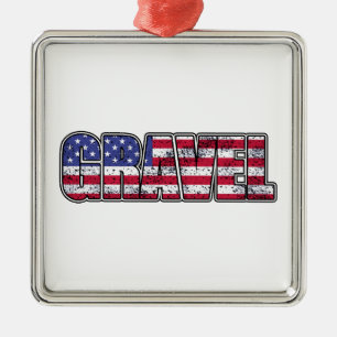 Gravel Cycling American Flag Metal Ornament