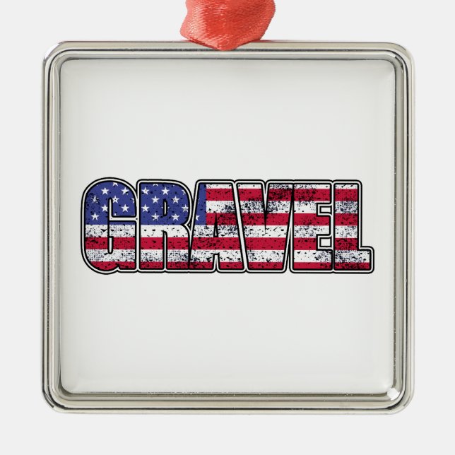 Gravel Cycling American Flag Metal Ornament (Front)