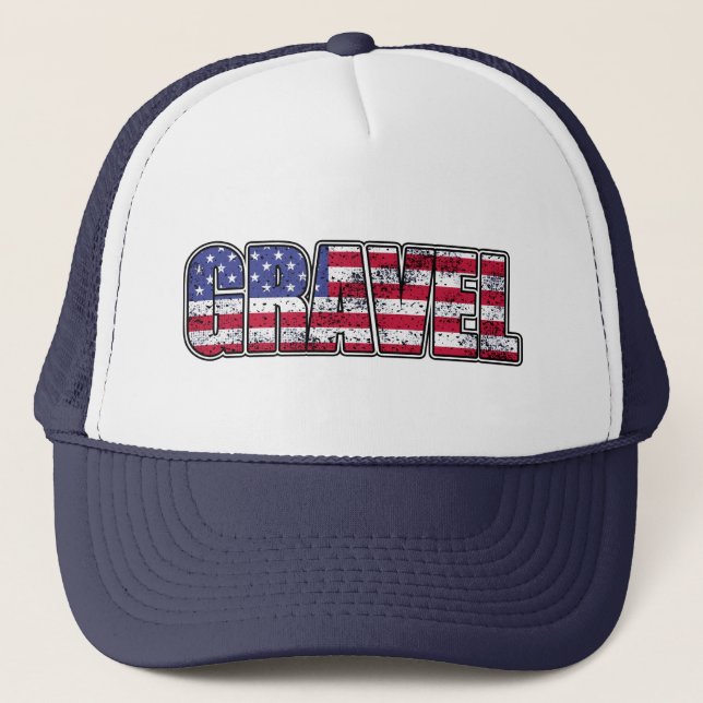 Gravel Cycling American Flag Trucker Hat (Front)