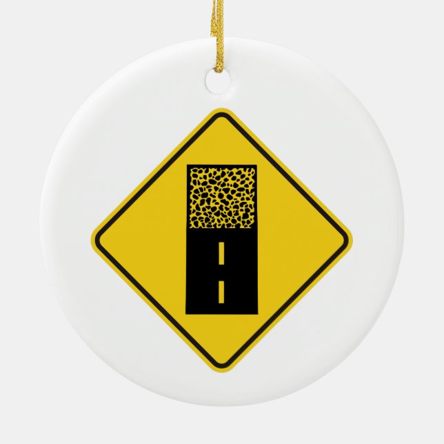 Gravel Road Sign Ceramic Ornament (Back)