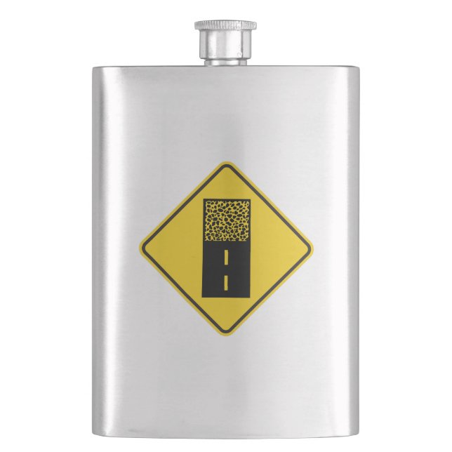 Gravel Road Sign Hip Flask (Front)