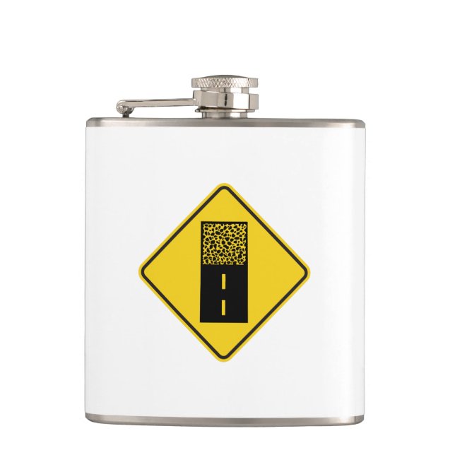 Gravel Road Sign Hip Flask (Front)