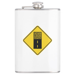 Gravel Road Sign Hip Flask