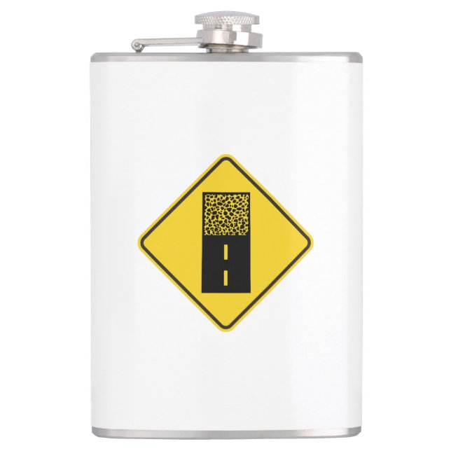 Gravel Road Sign Hip Flask (Front)