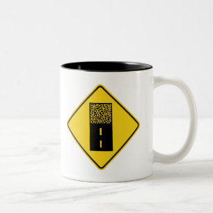 Gravel Road Sign Two-Tone Coffee Mug