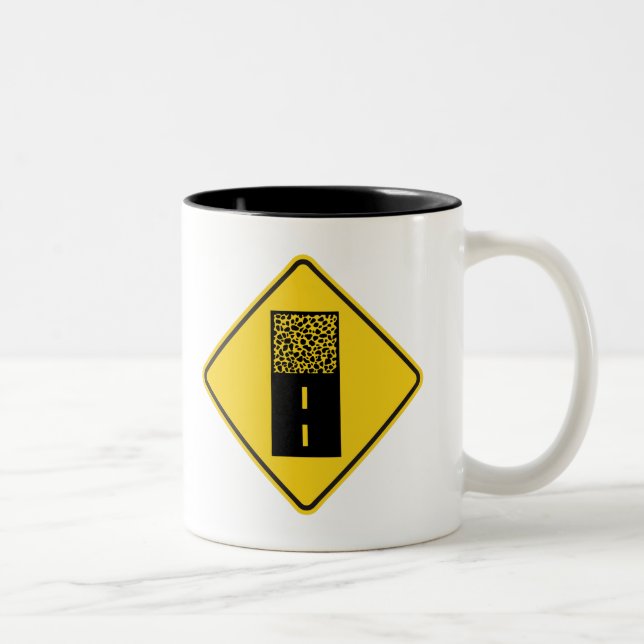 Gravel Road Sign Two-Tone Coffee Mug (Right)