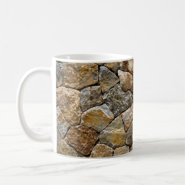 Gravel Stone Wall: Decorative Design Coffee Mug (Left)