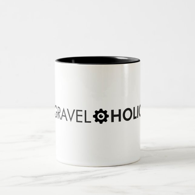 Gravelaholic Gravel Cycling Two-Tone Coffee Mug (Center)