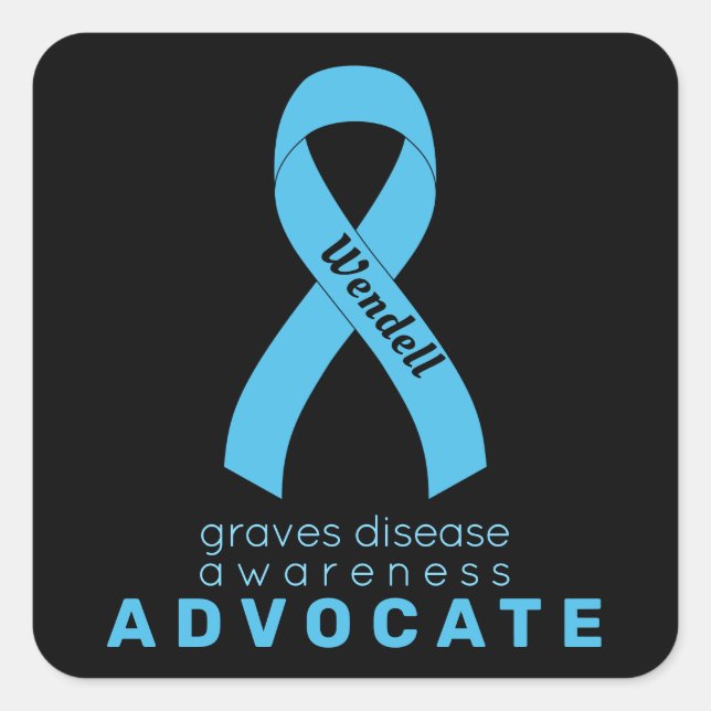 Graves Disease Advocate Black Square Sticker (Front)