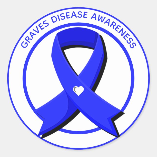 Graves Disease Awareness Heart Classic Round Sticker (Front)