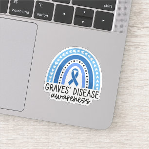 Graves Disease Awareness Rainbow Light Blue Ribbon