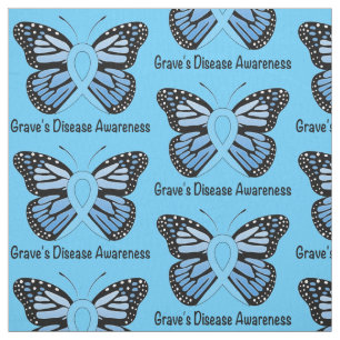 Graves Disease with Butterfly Awareness Ribbon Fabric