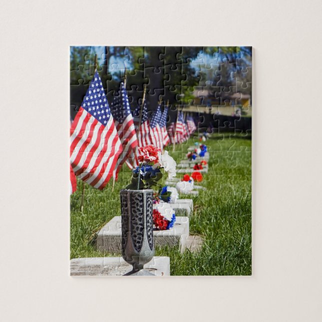 Graves Dressed with Memorial Day Flags Jigsaw Puzzle (Vertical)