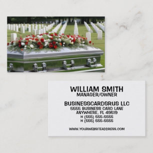 Graveside Service Silver Casket Business Card