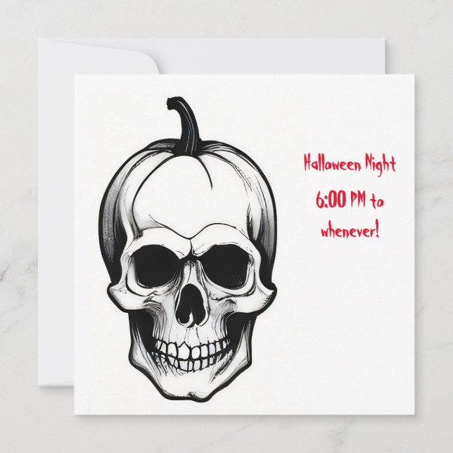 Gravestone and skull invitation (Back)