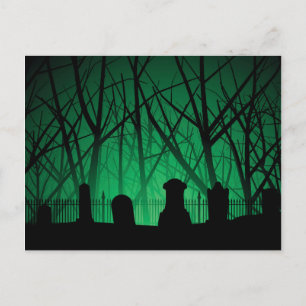 Graveyard And Trees Background Postcard