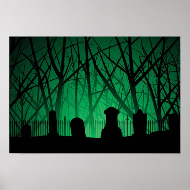 Graveyard And Trees Background Poster (Front)