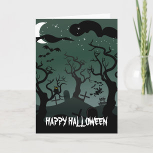 Graveyard black, and gray Halloween Card