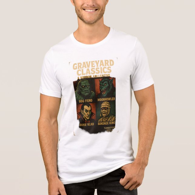 Graveyard Classics Horror Legends Retro Halloween Tri-Blend Shirt (Front)