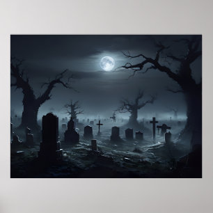 Graveyard Dusk – Haunted Cemetery Poster