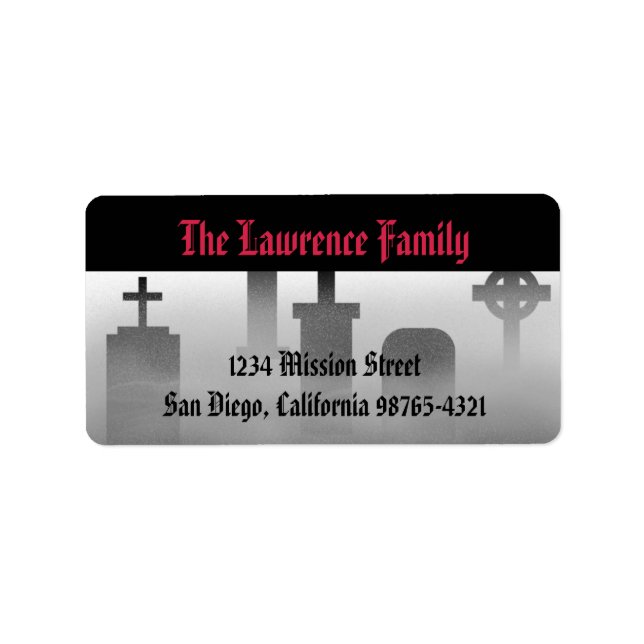 Graveyard fog creepy cemetery Halloween address Label (Front)