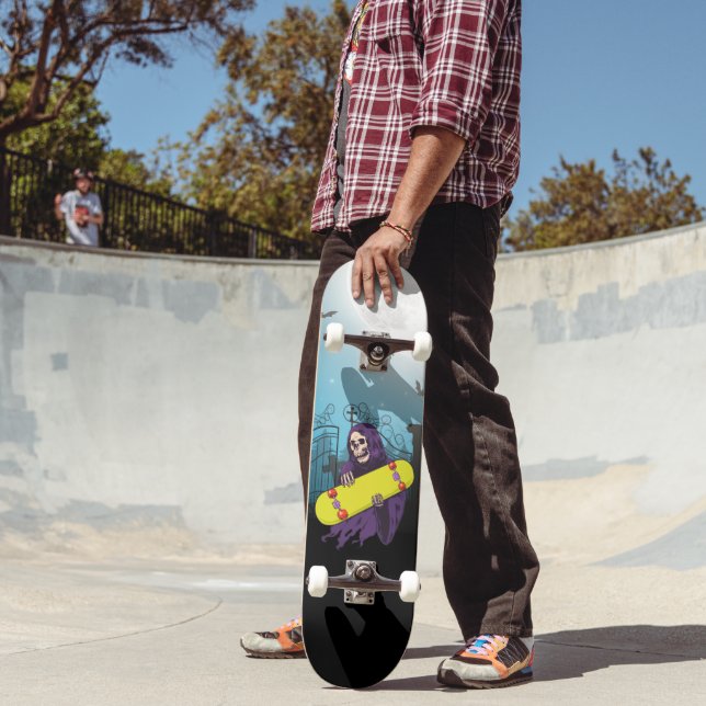 Graveyard Full Moon Grim Reaper Skateboard Fun (Outdoor 2)