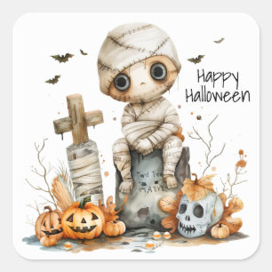Graveyard Giggles – A Mummy’s Halloween Moment Square Sticker