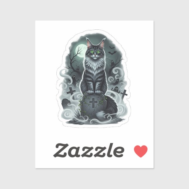 Graveyard Guardian – Maine Coon Halloween (Sheet)