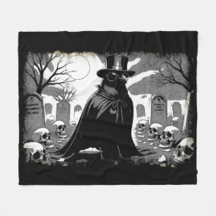 Graveyard Guardian - Raven Gothic Halloween Art Fleece Blanket