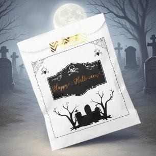 Graveyard Halloween White Favour Bag