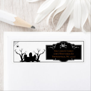 Graveyard Halloween   White Return Address Label