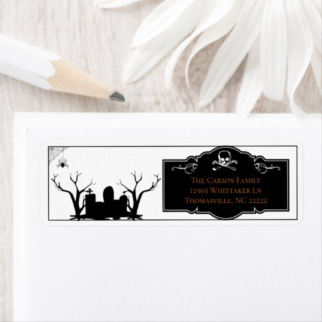 Graveyard Halloween | White Return Address Label (Insitu)