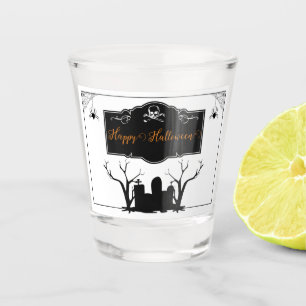 Graveyard Halloween   White Shot Glass